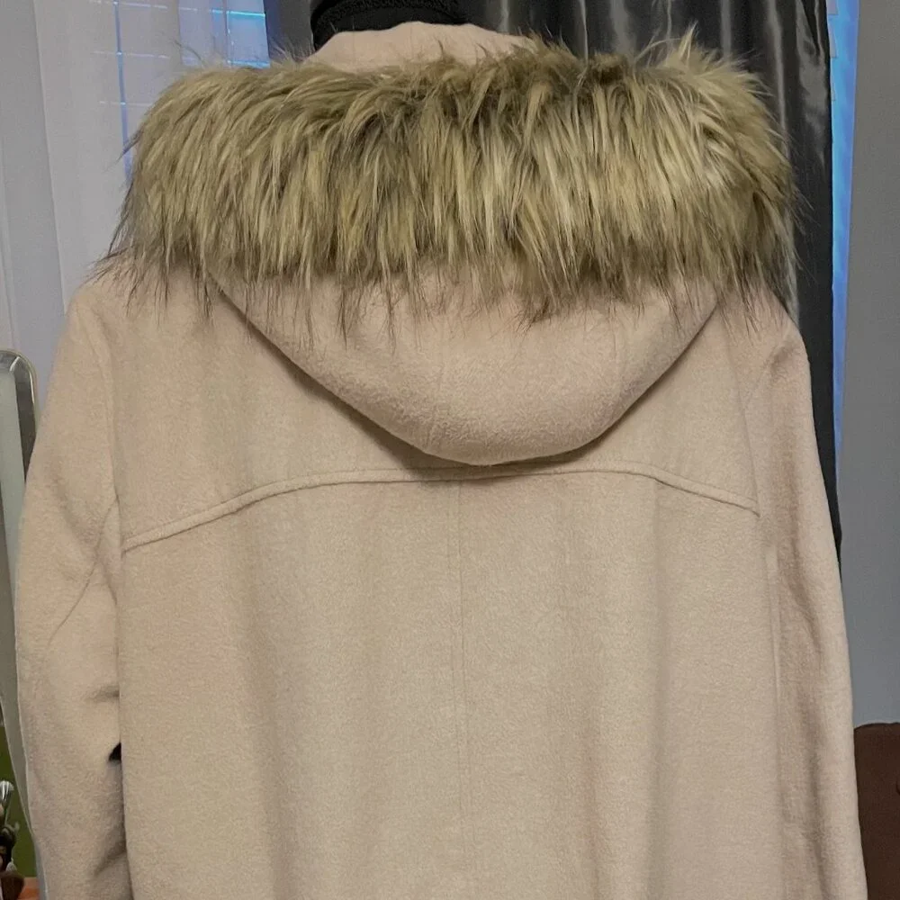 Lane Bryant Blush Pink Hooded Coat with Faux Fur Trim | Size 22/24 | Cozy Elegan - Picture 3 of 5